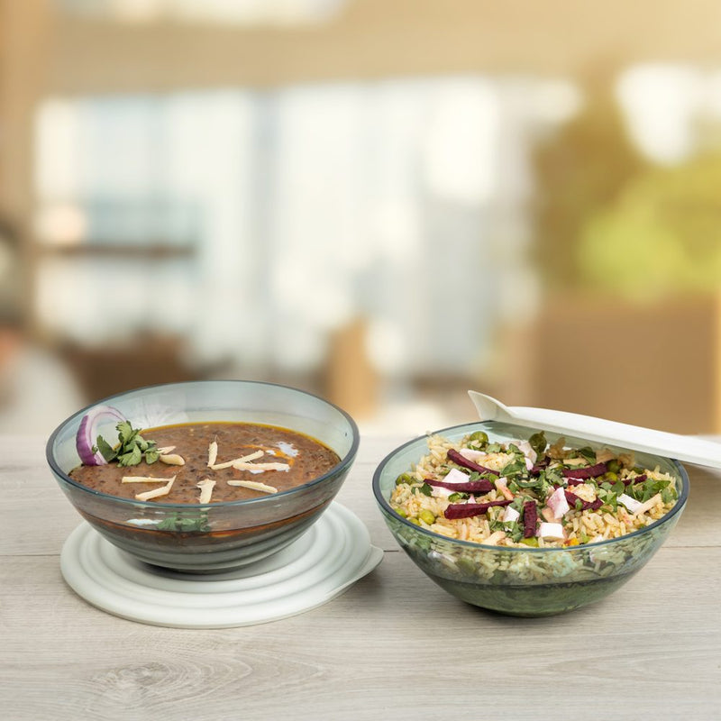 Transparent Glass Like Multipurpose Serving Bowl Eleganzia 600mL 2pc