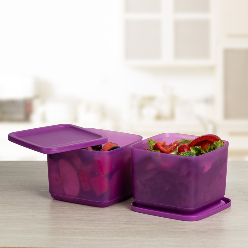 Square Fruits Vegetables Storer Refrigerator Container Cubix 1L 2pc