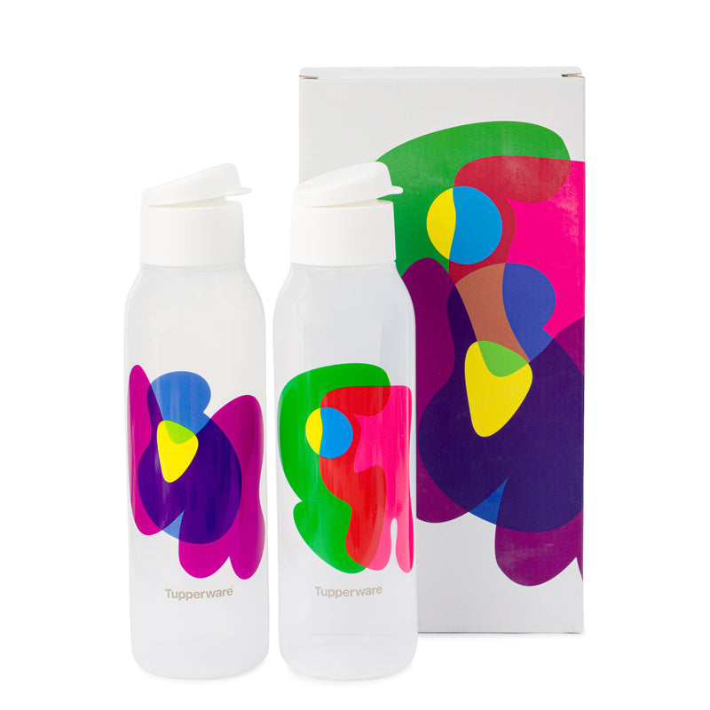 Tupperware Round 750ml Fliptop Bottle Cool n Chic, Bright n Chirpy 2pc