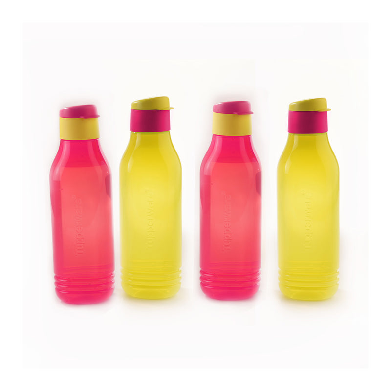 Tupperware Plastic Water Bottles, 750 ml, Set of 4, Yellow;Pink