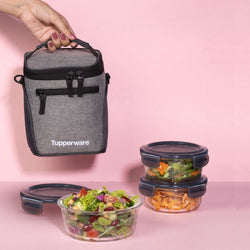 Tupperware Clear Stack 280ML (Set of 3) With Lunch Bag