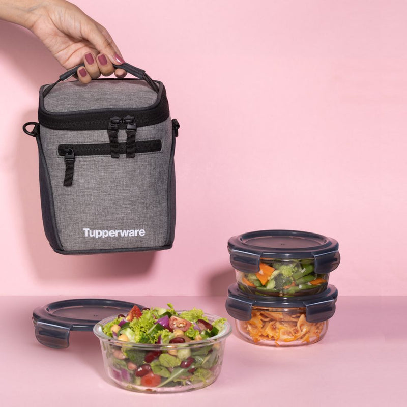 Tupperware Clear Stack 280ML (Set of 3) With Lunch Bag