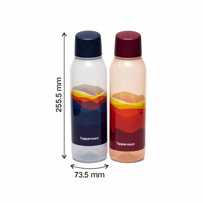 Tupperware Round Fliptop Bottle Cool n Chic Rise n Shine (Set of 2) 750 ml Bottle