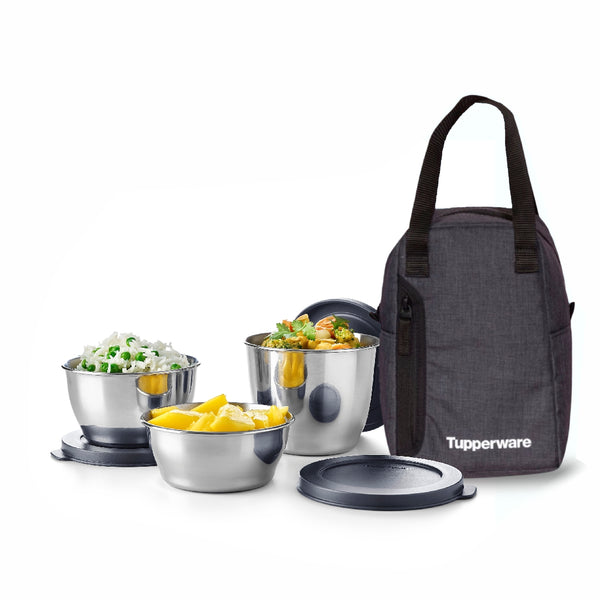 TUPPERWARE STEEL SERVING BOWL WITH BAG