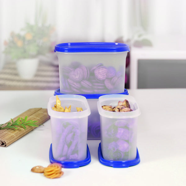 Oval Dry Storage Containers 1.1L 4pc Blue