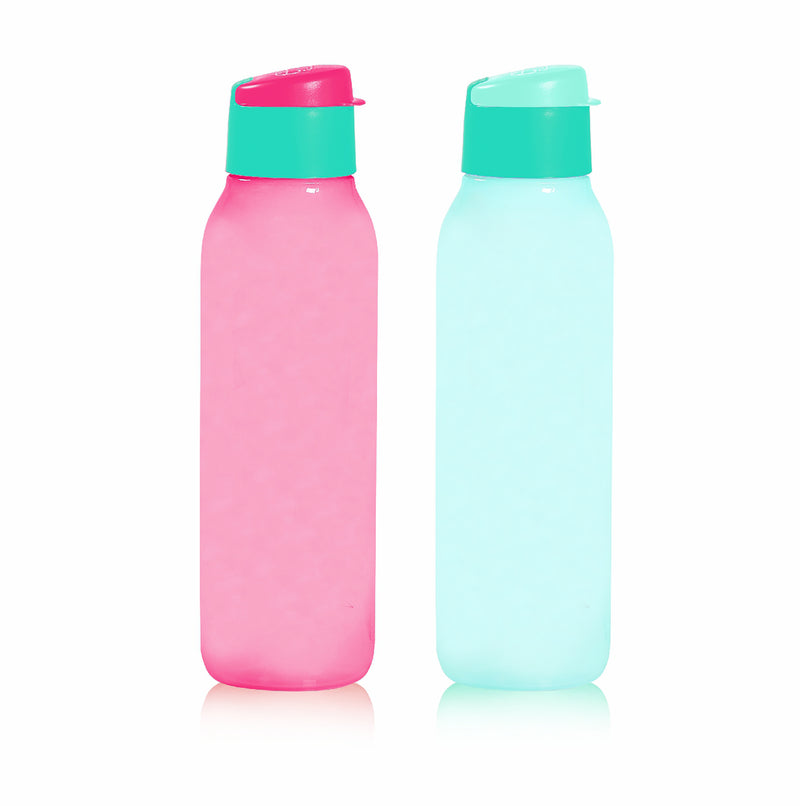 Tupperware Eco Chic Bottle 750ml, Fliptop (Set of 2), Pink & Sky Blue