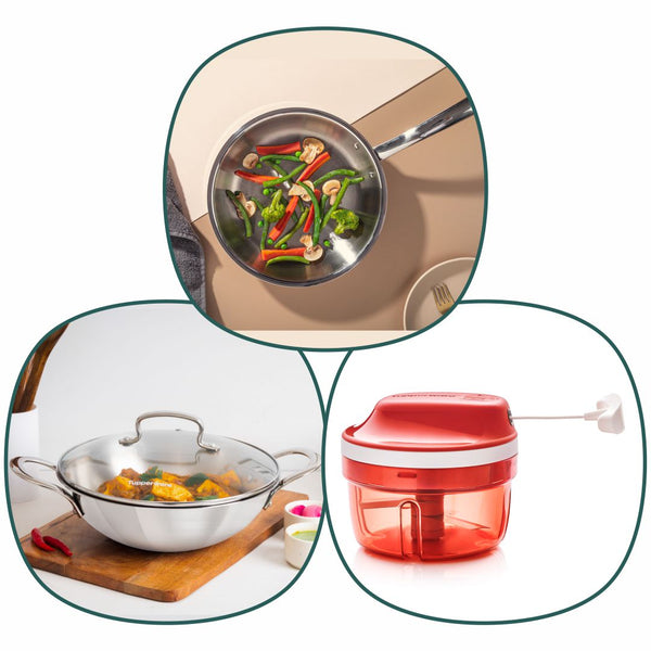 TRAYAM FRYPAN 24 CM + TRAYAM KADHAI (2.6L) With LID + Gen 2 Turbo Chopper