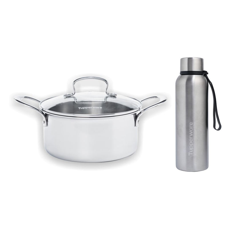TRAYAM CASSEROLE 3.1 L W/ LID + STAINLESS STEEL INSULATED FLASK 700ML