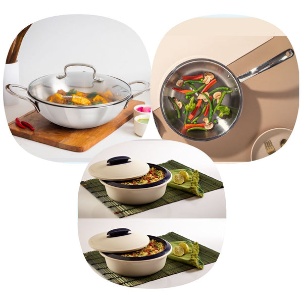 TRAYAM KADHAI 24CM + TRAYAM FRYPAN 24 CM + ISO DUO ROUND 1.6L (2pcs)