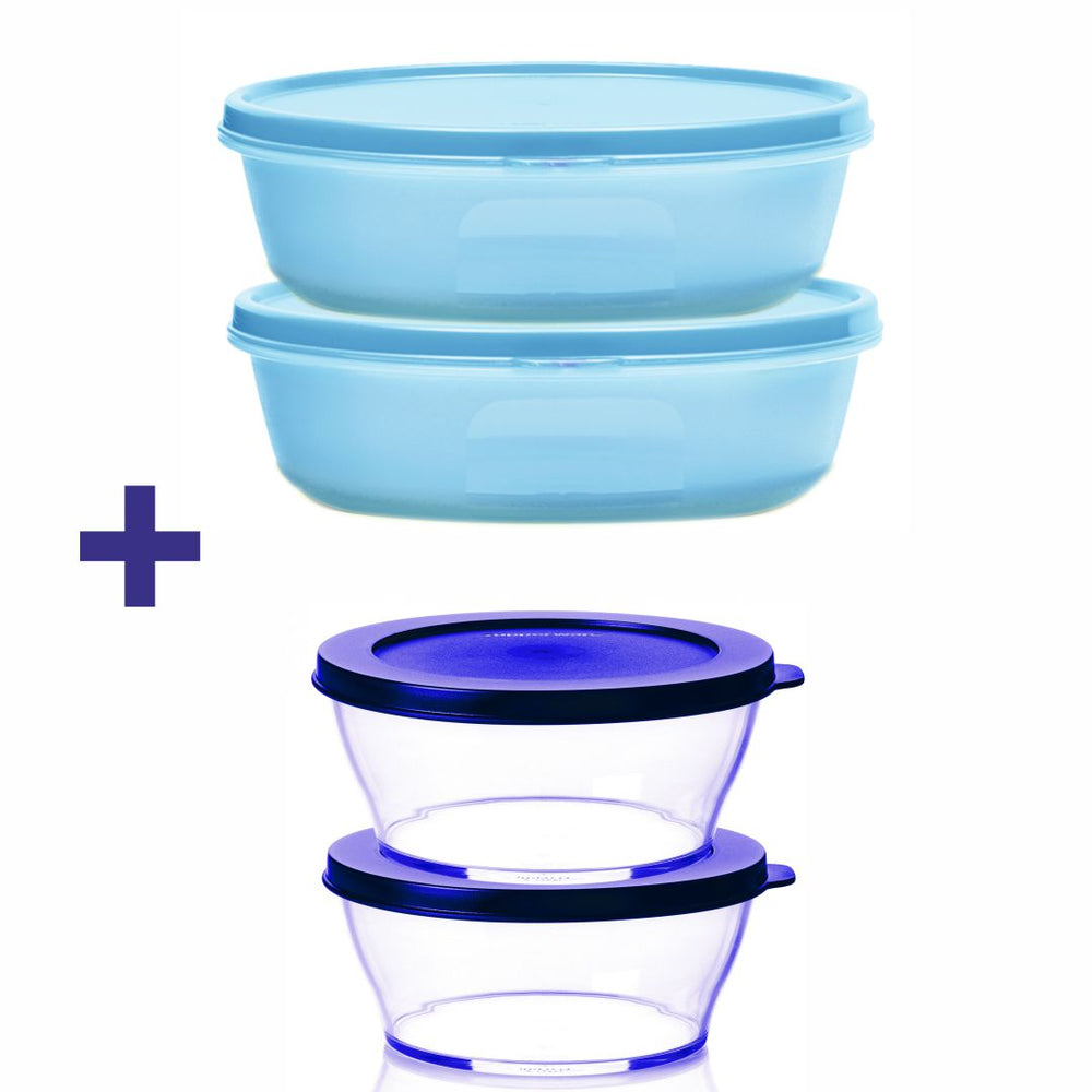 SS Bowl 1L (Set of 2) + Clear Bowl 810ml (Set of 2)