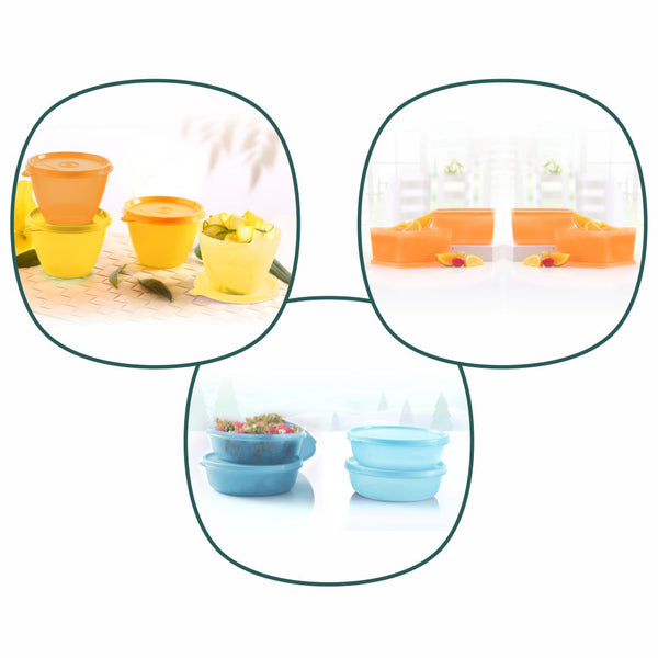 GIA- Care for food Keep tab medium+Bowled over+SS bowl 1L (4pcs each)