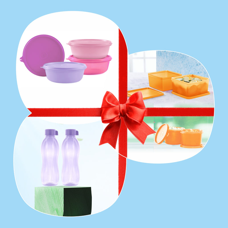 Executive Large (Set of 2) +Keep tab medium (Set of 2)+ Aquasafe Bottle 1L (Set of 2) + SS Bowl 600ml (Set of 4)
