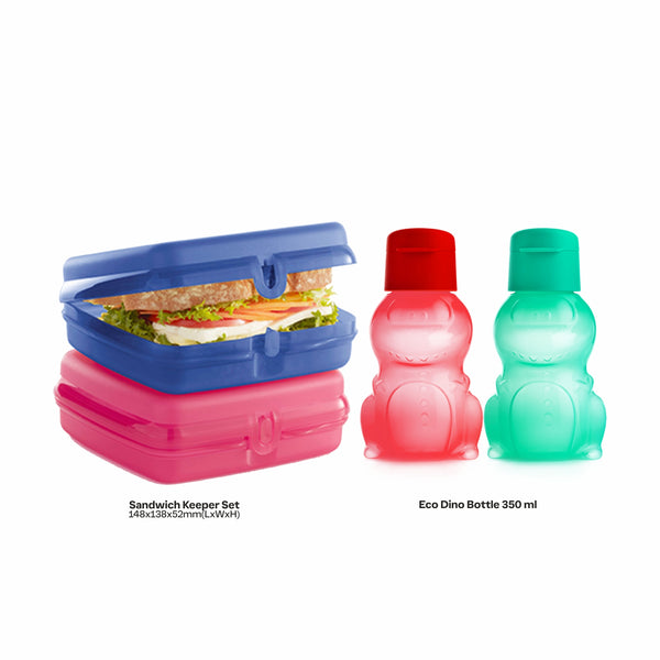 ECO BOTTLE 350ML DINOSAUR (SF2 )+ SANDWICH KEEPER (SF2)- Buy 2 Get 2