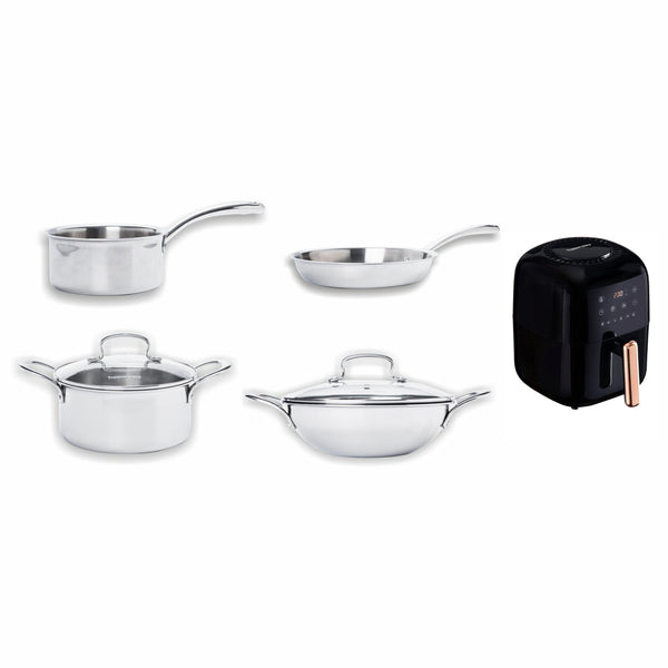 TRAYAM KADHAI +FRYPAN +CASSEROLE & GET SAUCEPAN  + AIR FRYER 3.1L